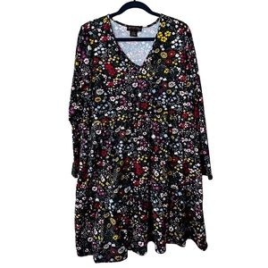 3/4 Length Sleeved Floral Dress - Size 3X Plus